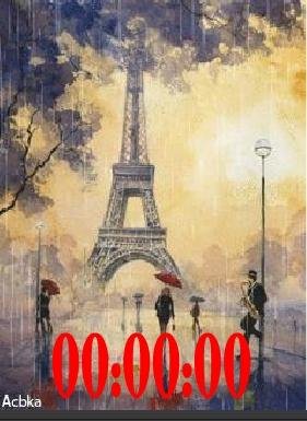 3 Дождь в Париже цифр часы ани