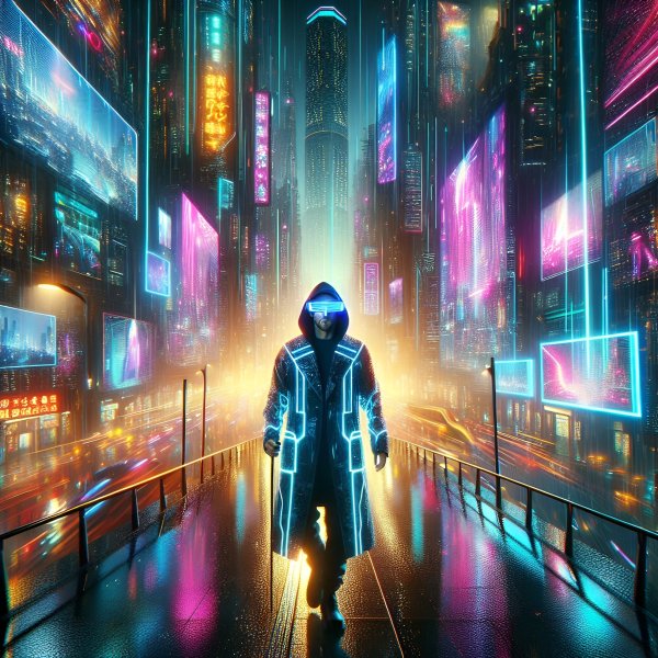 Киберпанк,мужчина,неон,фантастика.87
