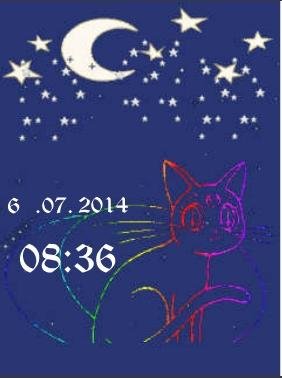 flash Цифр часы дата ани кот мен цвет