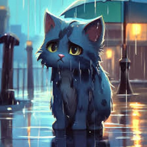 Котёнок под дождём..