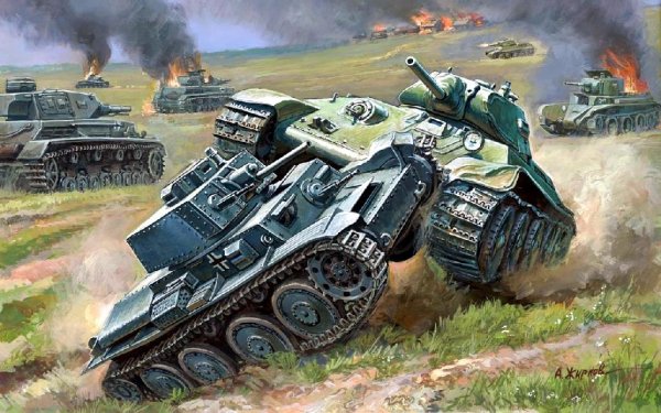 Baryatinskiy Tanki v boyu 2 T-34 v boyu