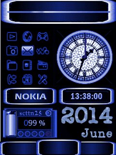 Nokia blue часы дата заряд батареи анимация