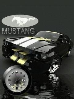 Black mustang black icons clock