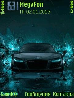 Neon black car audi анимация