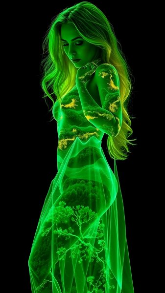 Black-background-girl-green-nature-070625