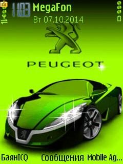 Green peugeot car animated