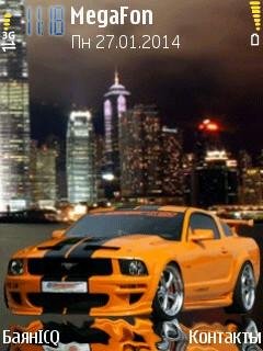 Orange car mustang city