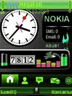 Nokia Green clock часы анимация
