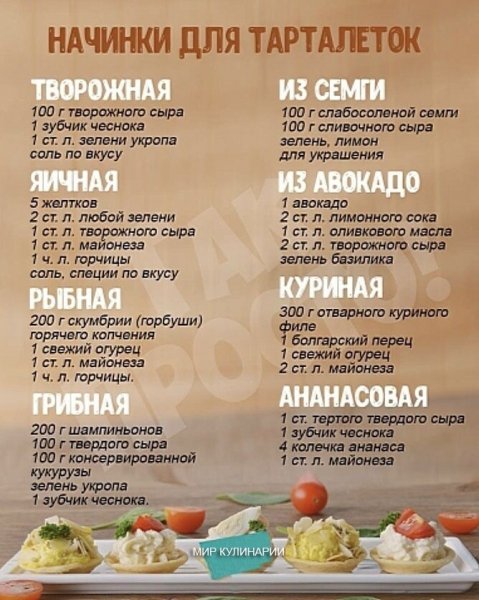 Для тарталеток начинки