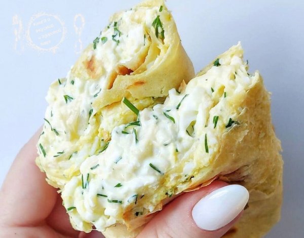 ТРУБОЧКА С ЯЙЦОМ, СЫРОМ И ЗЕЛЕНЬЮ