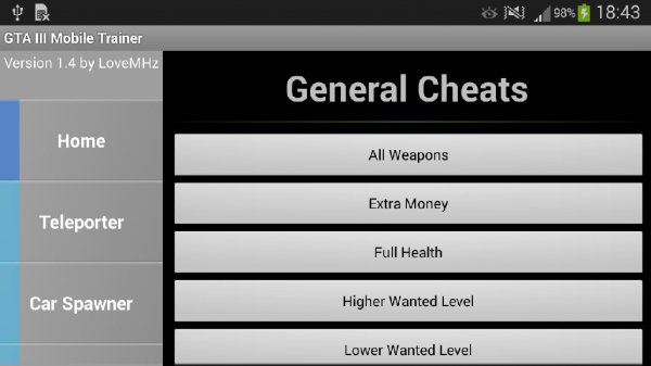 GTA III Mobile Trainer