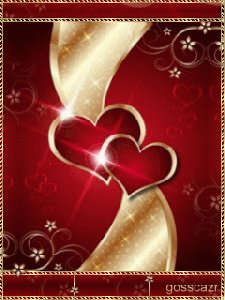 Golden-red Hearts Love