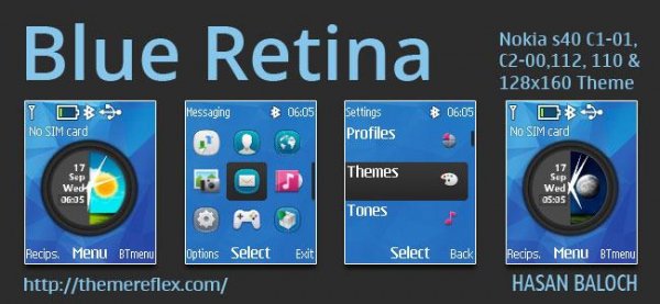 Blue Retina Live Theme Nokia C1-01 C1-02