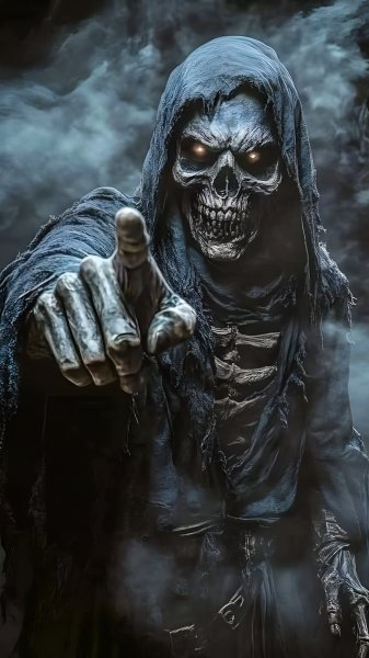 Scary dark skeleton