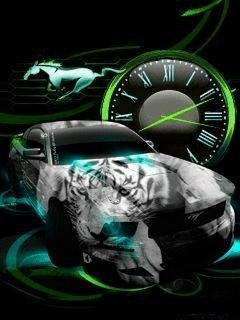 Neon car mustang часы