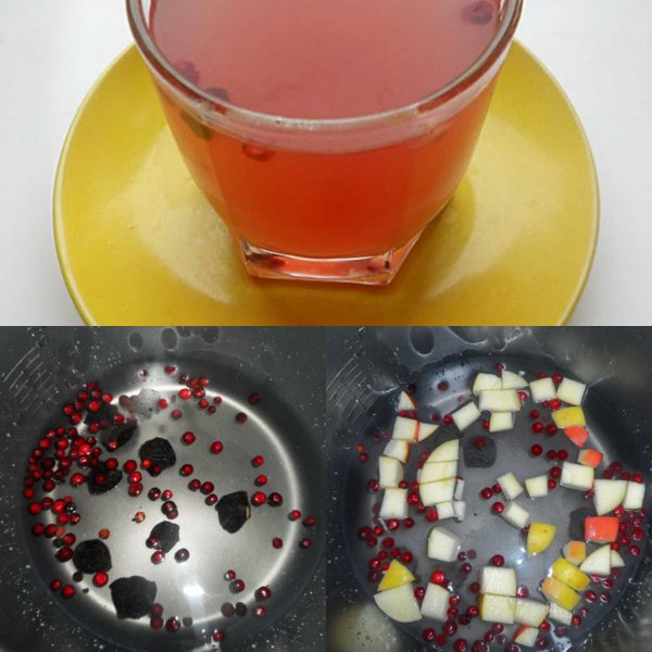 Компот из клюквы, яблок и чернослива