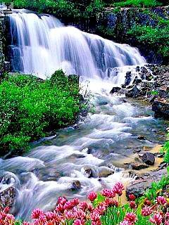 Красивый водопад горная речка
