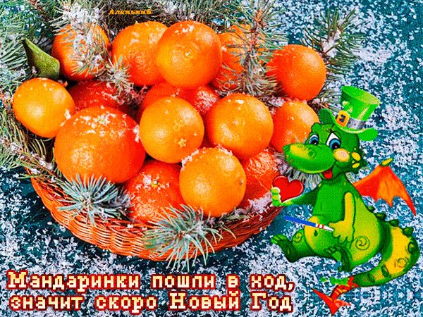 Анимированная открытка мандаринки пошли