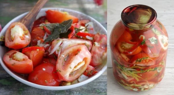 Закуска из помидоров и перца с чесноком