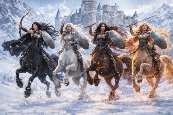 A digital fantasy-style illustration features four-1