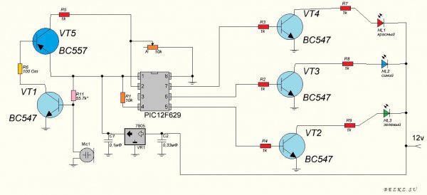 Радиосхема предположительно на цветомузыку