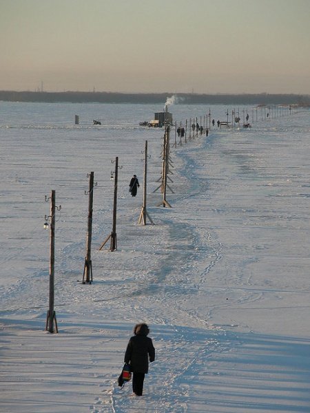 Дорога жизни на Кегостров Архангельск