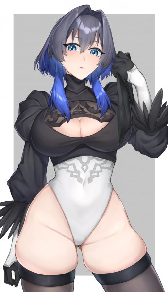 Ouro kronii and 2b hololive and 3 more drawn by under e