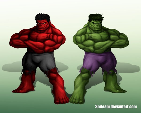 Red hulk &amp; green hulk by 3niteam
