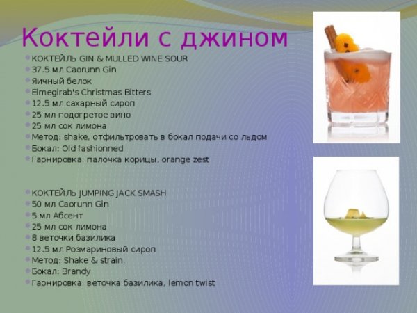 Коктейли с джином