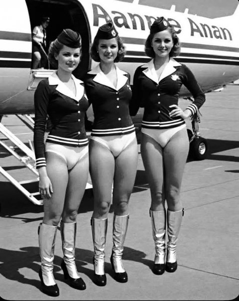 Стюардессы в униформе с горячими штанами (hot pants)
