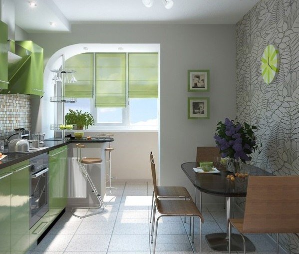 Один из вариантов присоединения лоджии к кухне