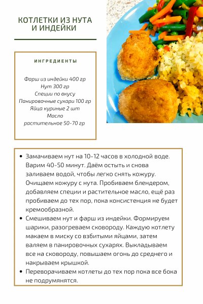 Котлетки из нута и индейки