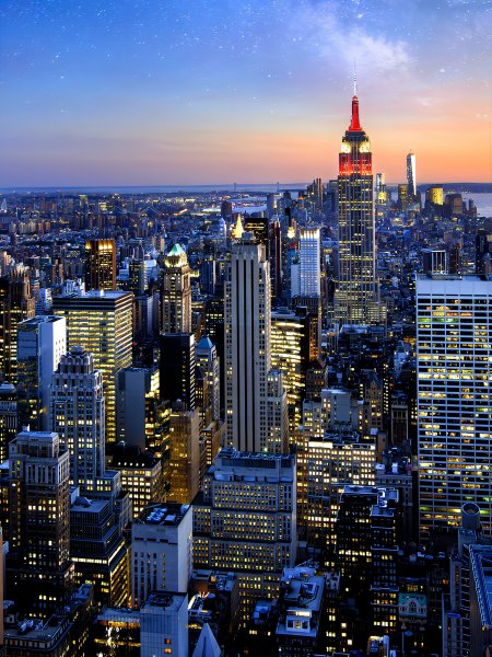 Закат над городом Нью-Йорк, Манхэттен (США)