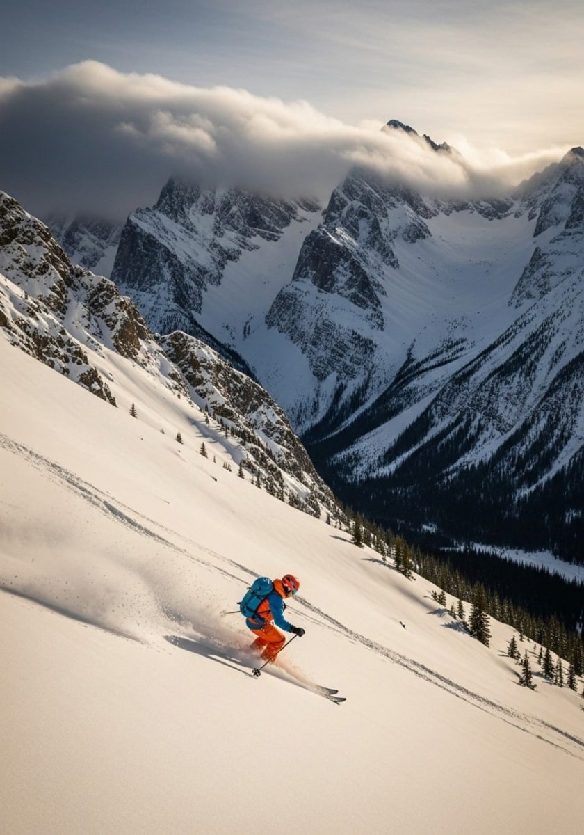 skiing, mountains, winter sport, silence, adrenaline, nature, fresh snow, adventure, blue, orange, backpack, solitary, panorama, skier, alpine, snow, sunset, sports equipment, cross-country skiing