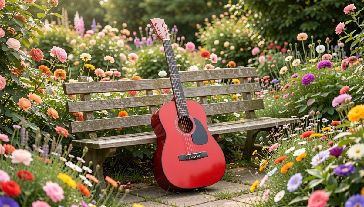 viola, violin, guitar, nature, music, violet, objects, instrument, song, sound, guitarist, acoustic, flor, flores, ai generated