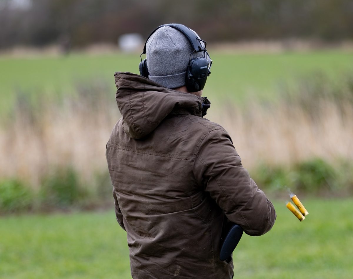 shotgun, eject, cartridge, shooting, hunting, ear defenders, smoke, gun, sport