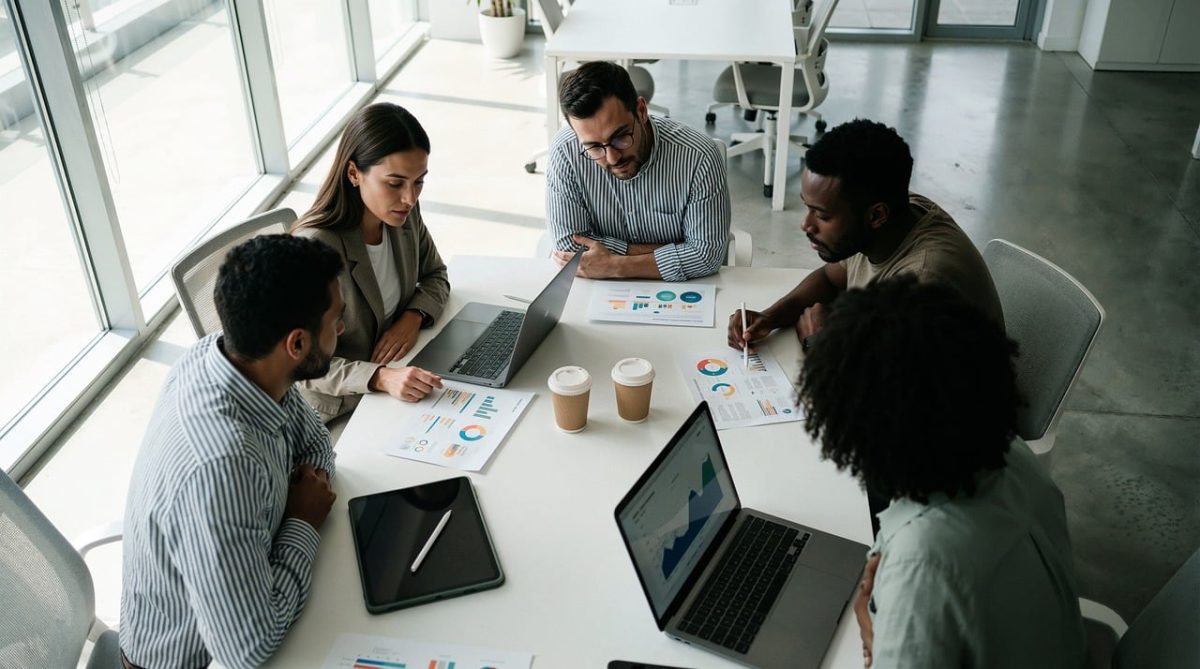 business, teamwork, office, meeting, collaboration, professional, strategy, data, laptops, planning, brainstorming, corporate, workplace, diverse, analytics, productivity, startup, charts, discussion, technology, ai generated