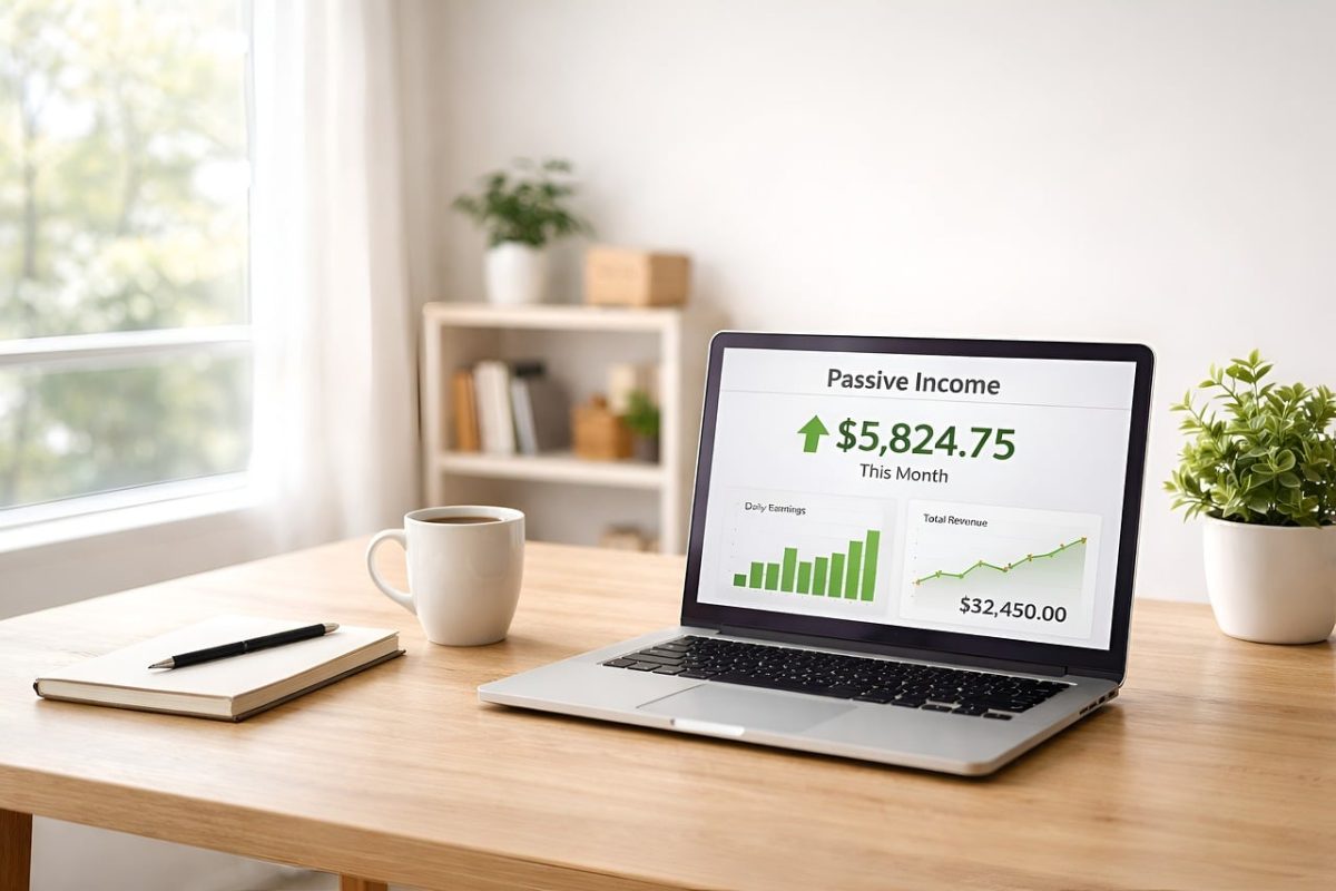 remote work, minimalist office, notebook, coffee, passive income, workspace, home office, modern workspace, productivity, work routines, financial growth, charts, natural light, clean desk, work atmosphere, professional environment, business lifestyle, professional equipment