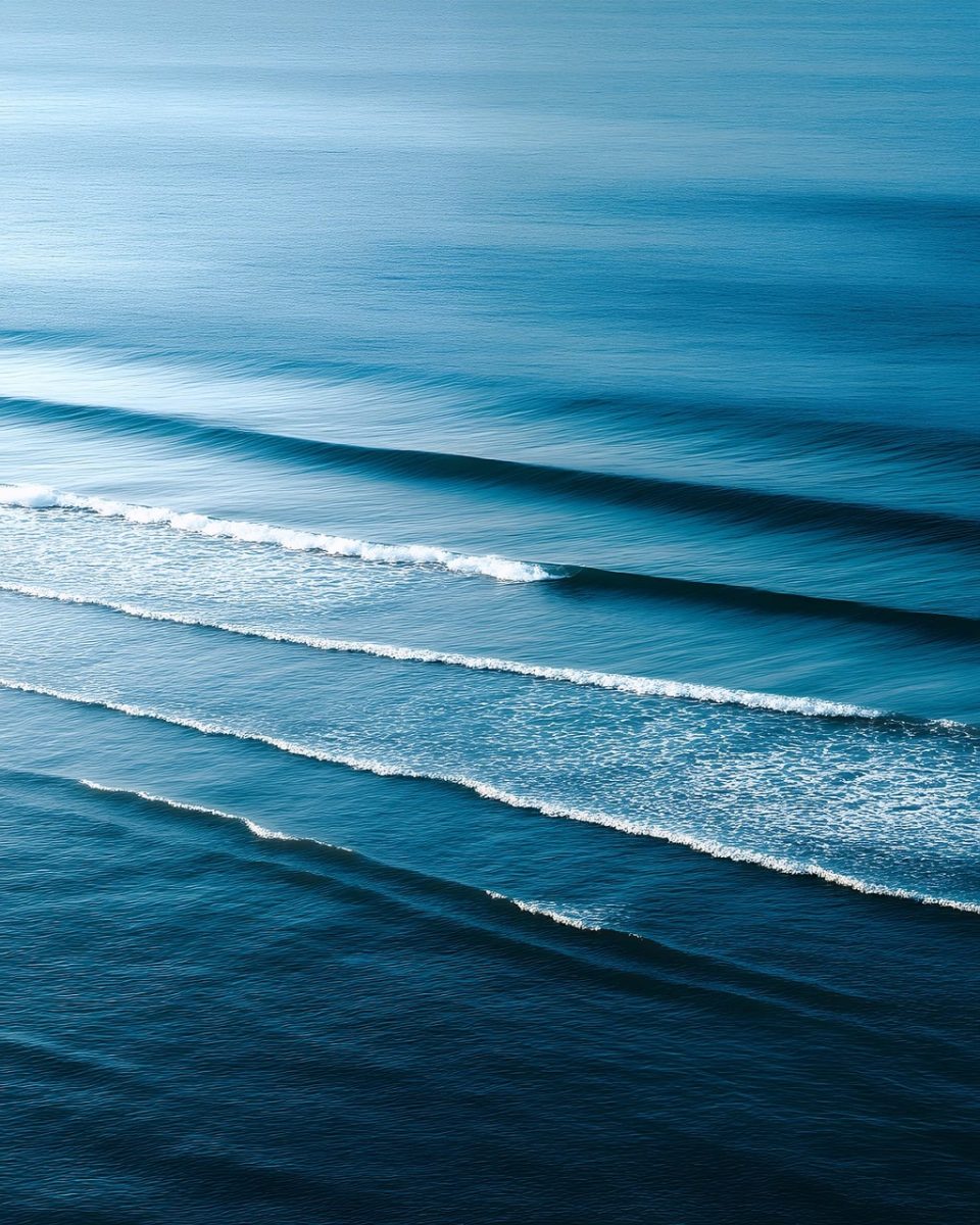 wave, ocean, sea, water, cyanotype, minimal, abstract, blue, texture, background, nature, pattern, surface, ripple, horizontal, coast, marine, calm, peaceful, serene, liquid, fluid, light, ai generated