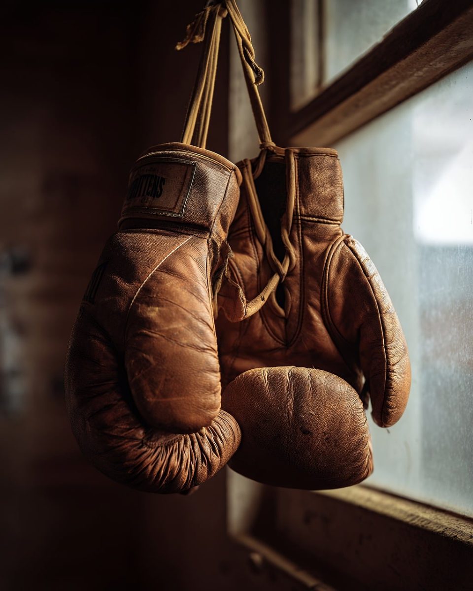 boxing gloves, old, leather, hook, hanging, athletic, vintage, training, sporty, gym, boxing, worn, texture, exercise, repair, grit, retro, nostalgic, relic, 40 percent