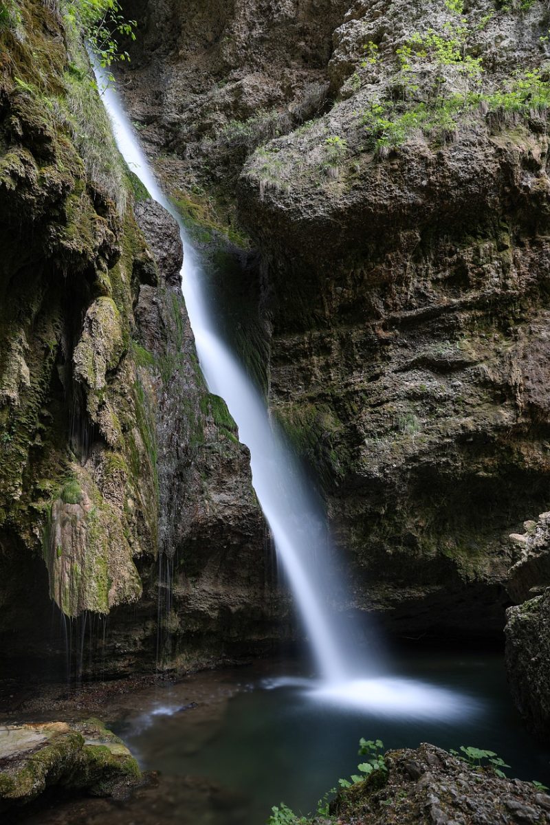 waterfall, beautiful nature, long exposure, limestone, moss, rocky, outdoor, forest, flowing water, nature, germany, bavaria, wilderness, hiking, tourism, rugged wilderness, tourist destination