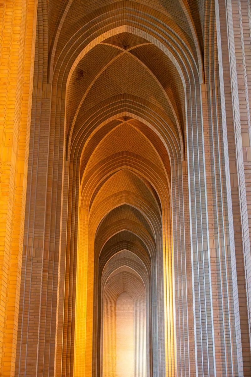 church, architecture, gothic, cathedral, brick, pattern, vault, tall, copenhagen, denmark, europe, structure, sanctuary, symmetry, interior, lighting, many, medieval, peace, historical