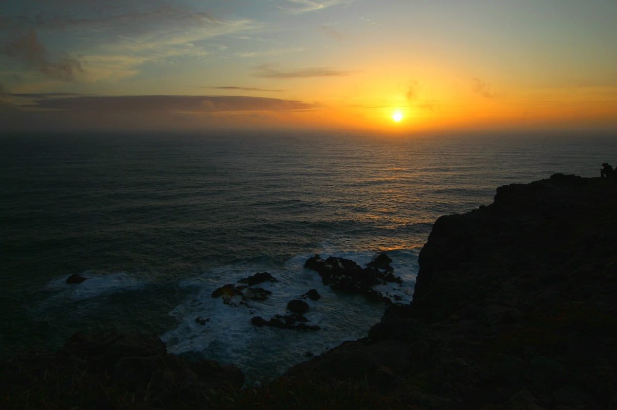 sunset, sky, sea, waves, coast, rocks, orange, dusk, azores, terceira, natural scenery, evening calm, ocean view, calm sea, dramatic sky, sunset over the sea, peaceful scenery, sunlight, evening sun, scenic beauty, nature