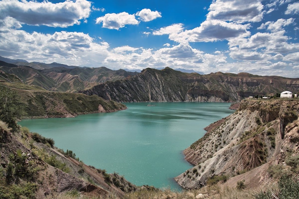 reservoir, lake, natural beauty, blue sky, clouds, mountains, terrain, nature, coastline, greenery, tourist attraction, rock formations, travel, panorama, hiking, peaceful, landscape, view, holiday, bodies of water