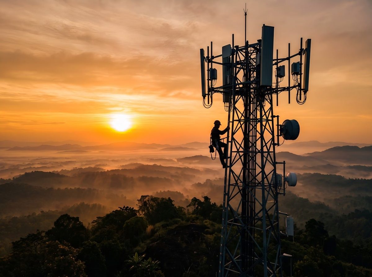 telecom, tower, nature, technician, sunset, communication, signal, antenna, network, climbing, infrastructure, connectivity, maintenance, industry, wireless, silhouette, technology, mobile, sky, work, sunrise