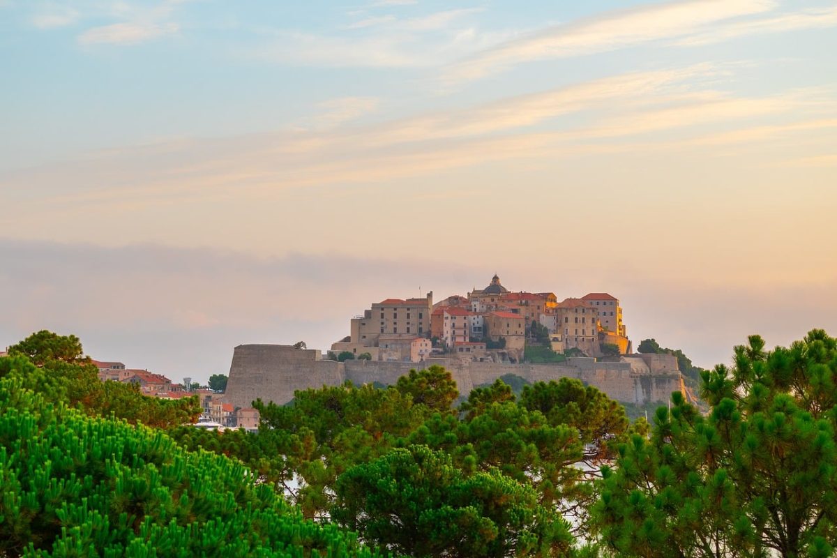 calvi, dawn, corsica, fortress, sunset, travel, sea, historic town, french, mediterranean sea, summer, old town, landmark, calm, light, daybreak, harbor, pine forest, city, morning, island