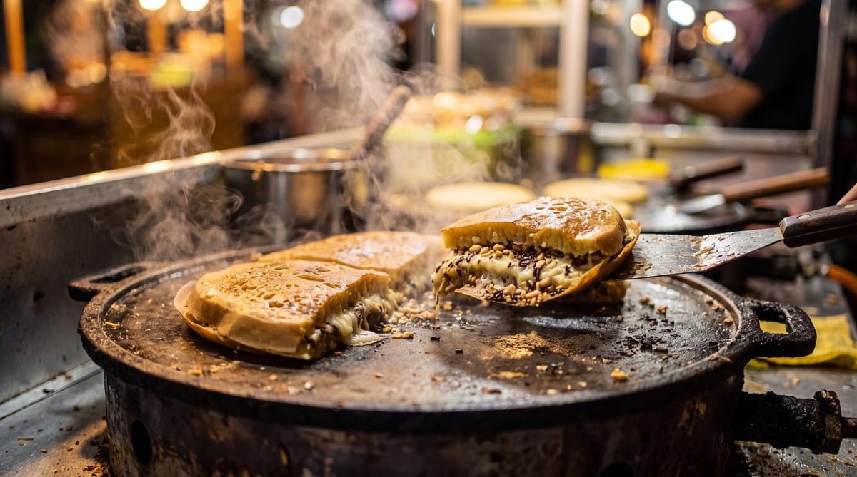 pancake, night market, cooking, grill, steam, street food, indonesian cuisine, artisan, food stall, outdoor dining, aroma, asian cuisine, cultural experience, iron, spicy, levies, night meal, food adventure