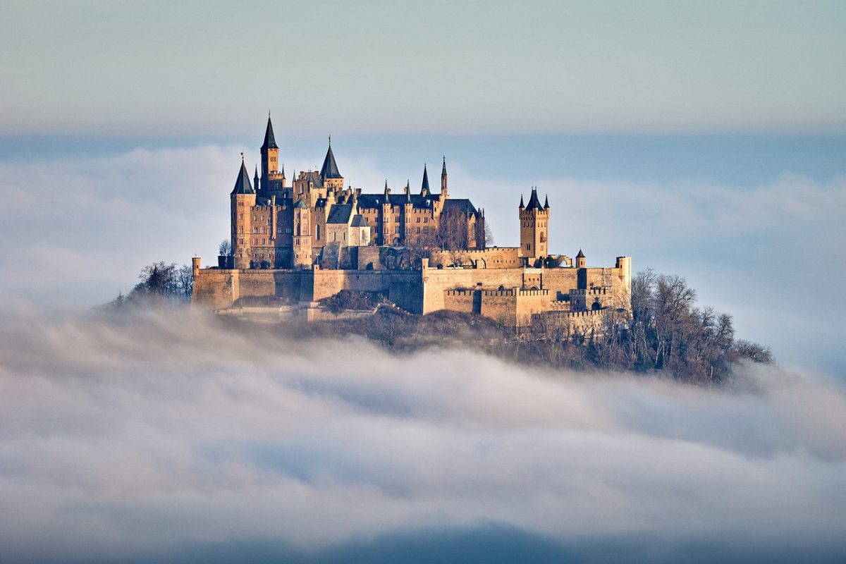 castle, hohenzollern, fog, sun, nature, dawn, landscape, mountains, historic, misty, king, stone, architecture, fortress, tourism, europe, wind, castle on a hill, panorama, castle in fog