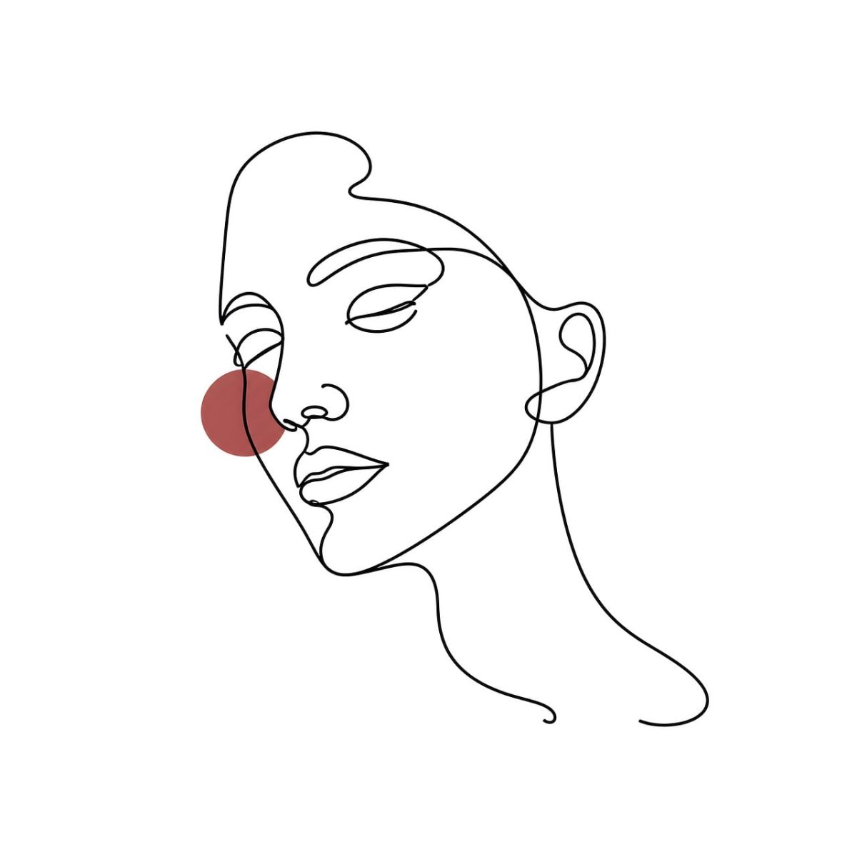 art, line art, minimalism, creative, abstract, simplicity, two faces, modern, monochrome, geometric, emotion, femininity, fashion, face, drawing, art style, contour, soft curves, red circle