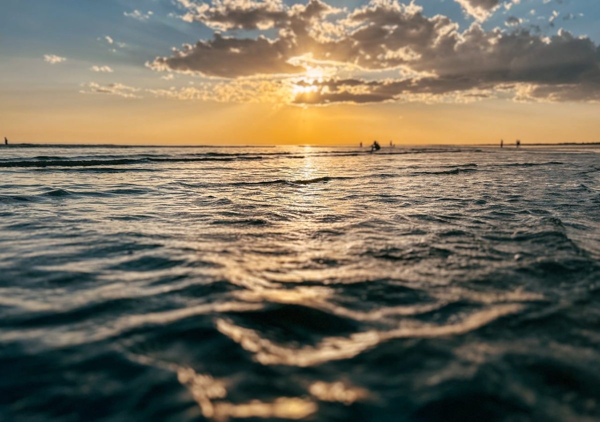 sea, sunset, nature, waves, clouds, evening, reflection, calm, horizon, beauty, sea surface, landscape, stillness, romantic, summer, sunny, distant, dawn
